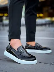 KB-027 Kuback Bağcıksız Siyah Rugan G Günlük Erkek Ayakkabı
