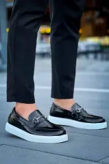 KB-027 Kuback Bağcıksız Siyah Rugan G Günlük Erkek Ayakkabı