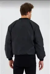 Erkek Düz Bomber Ceket - Siyah